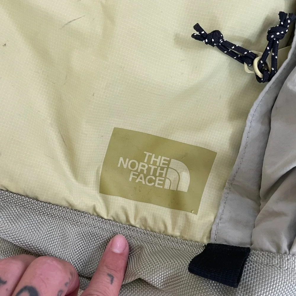 The North Face Bozer Backpack Grey Yellow Topographic Lining Hiking Bag